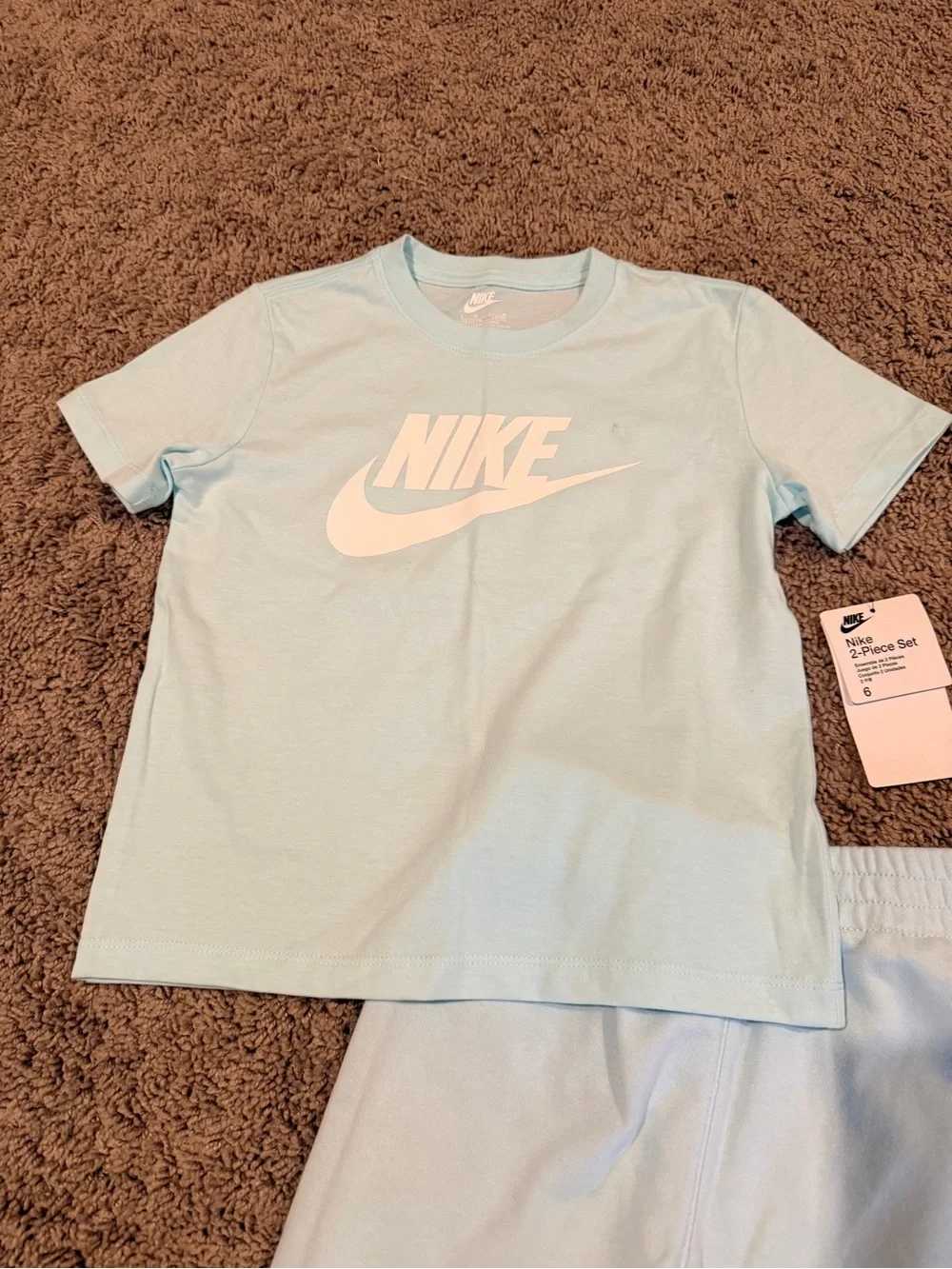 Nike Kids Light Blue Logo Tee & Shorts Set
